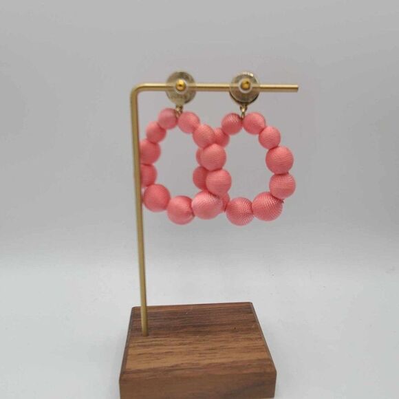 J Crew Factory Pink Thread Wrapped Statement Earrings NWOT! - Picture 3 of 10